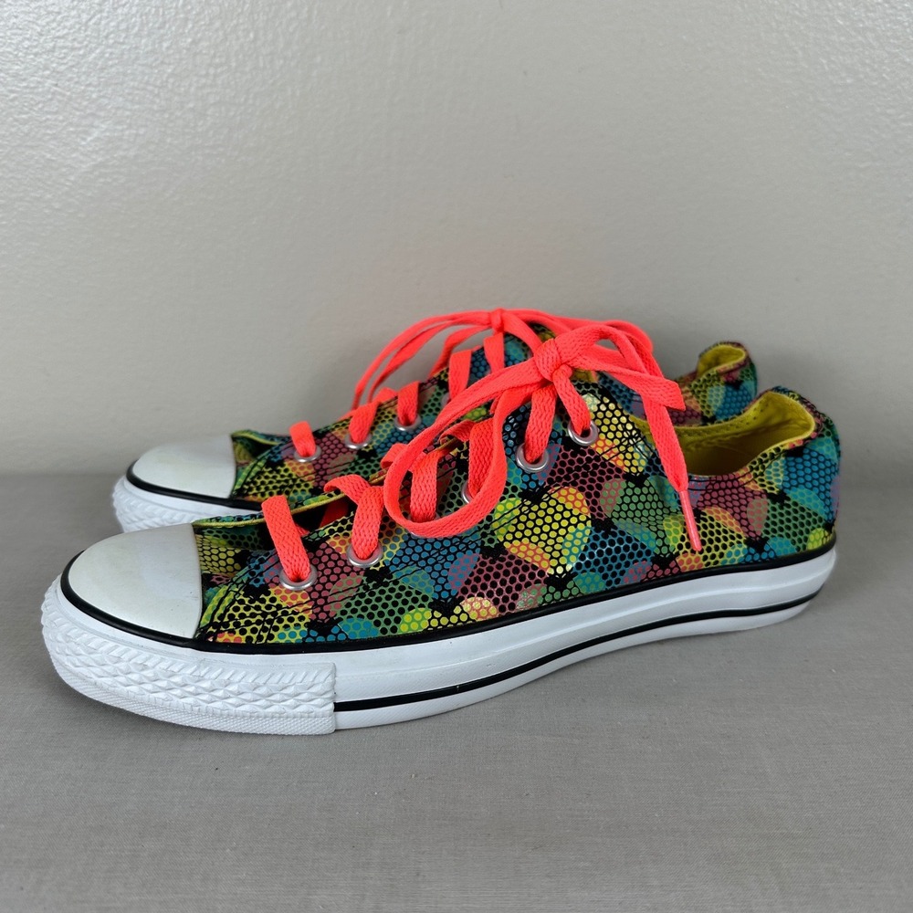 Converse Women's 9 Chuck Taylor All Star Low Top Multi-Color Heart Neon
